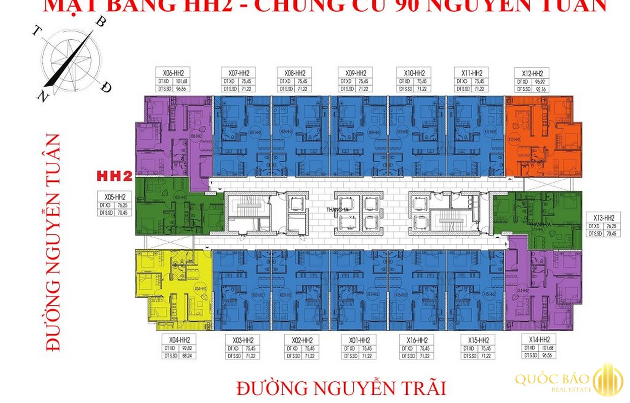 Mặt bằng H2 chung cư 90 Nguyễn Tuân