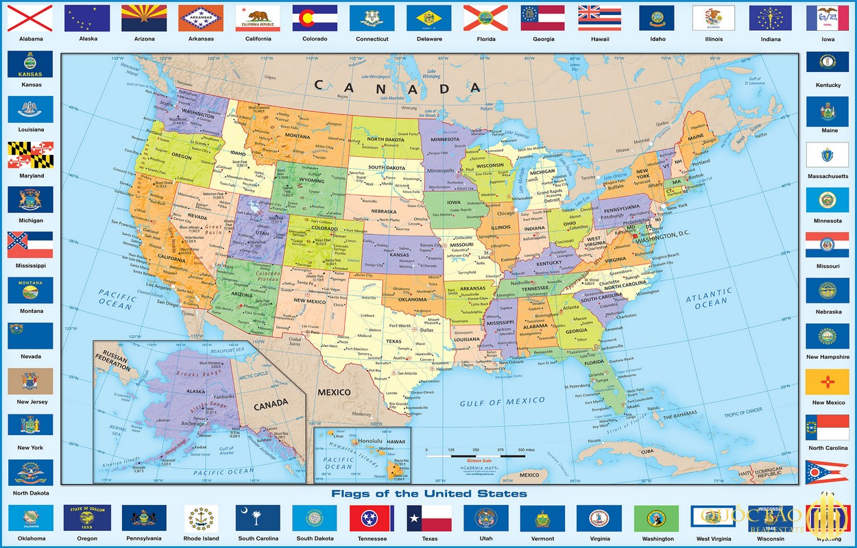 Tổng quan bản đồ nước Mỹ và các vùng tiếp giáp