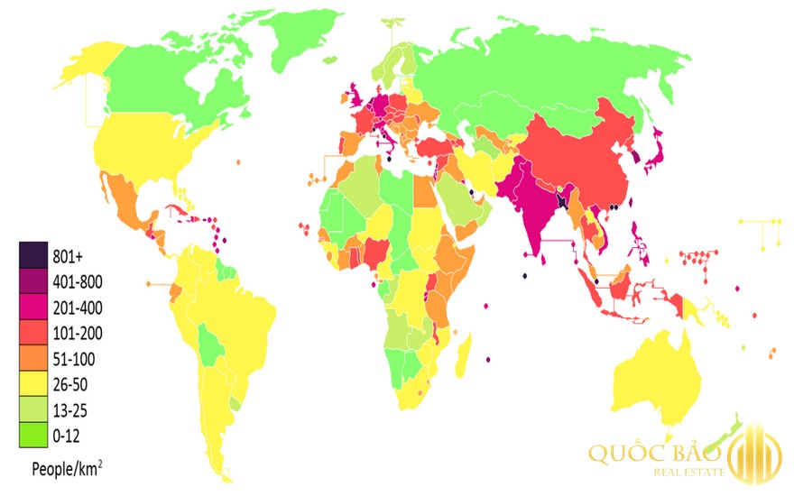 Bản đồ mật độ dân số thế giới - Hướng dẫn cách tính mật độ dân số